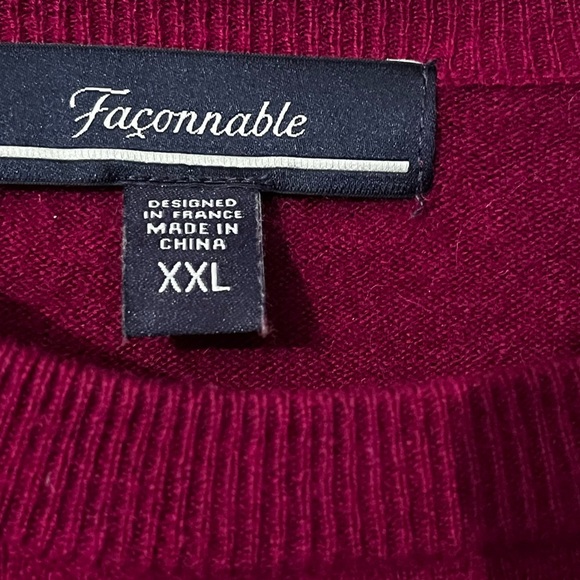 Faconnable Crewneck Burgundy 100% Cashmere Sweater Sz XXL Men - Picture 6 of 8